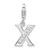 Amore La Vita Sterling Silver Rhodium-plated Polished CZ Letter X Initial Charm with Fancy Lobster Clasp - QC-E4347FE9-4478