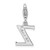 Amore La Vita Sterling Silver Rhodium-plated Polished CZ Letter Z Initial Charm with Fancy Lobster Clasp - QC-A00E4E2B-7884