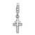 Amore La Vita Sterling Silver Rhodium-plated Polished CZ Two Cross Charm with Fancy Lobster Clasp