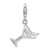 Amore La Vita Sterling Silver Rhodium-plated Polished Enameled Red Crystal Martini Glass Charm with Fancy Lobster Clasp