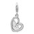 Amore La Vita Sterling Silver Rhodium-plated Polished Enameled with Crystal MOM Heart Charm with Fancy Lobster Clasp