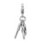Amore La Vita Sterling Silver Rhodium-plated Polished Heart Cross and Key with Crystal From Swarovski Charm with Fancy Lobster Clasp