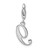 Amore La Vita Sterling Silver Rhodium-plated Polished Number 9 Charm with Fancy Lobster Clasp