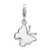 Amore La Vita Sterling Silver Rhodium-plated Polished Pink and White Enameled Butterfly Charm with Fancy Lobster Clasp