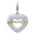 Amore La Vita Sterling Silver Rhodium-plated Purple Enameled Heart with Green and Yellow Enameled Butterflies and Little Princess Photo Frame Charm with Fancy Lobster Clasp