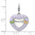 Amore La Vita Sterling Silver Rhodium-plated Purple Enameled Heart with Green and Yellow Enameled Butterflies and Little Princess Photo Frame Charm with Fancy Lobster Clasp