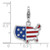 Amore La Vita Sterling Silver Rhodium-plated Red/White and Blue American Flag Shaped as United States Of America Charm with Fancy Lobster Clasp