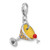 Amore La Vita Sterling Silver Rhodium-plated Yellow Crystal Martini Glass with Red and Yellow Enameled Toppings and Straw Charm with Fancy Lobster Clasp
