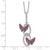 Brilliant Embers Sterling Silver Rhodium-plated 18 inch White CZ Ovals with Red CZ Butterflies Necklace with 2 Inch Extender