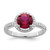 Brilliant Embers Sterling Silver Rhodium-plated 35 Stone Red Corundum and CZ Halo Ring - QM-A5ABCD87-7804