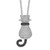 Brilliant Embers Sterling Silver Rhodium-plated 80 Stone 18 inch Micro Pav‚ Black and White CZ Polished Cat Necklace with 2 Inch Extender