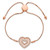 Brilliant Embers Sterling Silver Rose-tone Flash Rose Gold-plated 60 Stone Filigree CZ Heart Adjustable Bracelet
