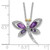 Brilliant Gemstones Sterling Silver with 14K Accent Rhodium-plated Amethyst and Iolite and Diamond Dragonfly 18 Inch Necklace with 2 Inch Extender