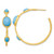 Cheryl M Sterling Silver Gold-plated Brushed and Hammered Lab Created Turquoise Post C-Hoop Earrings