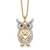 Cheryl M Sterling Silver Gold-plated Polished Black and White CZ Owl 16 Inch with 2 Inch Extension Necklace