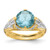 Cheryl M Sterling Silver Rhodium and Gold-plated Polished and Textured Blue Glass and CZ Ring - QC-2608F73C-8134