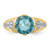 Cheryl M Sterling Silver Rhodium and Gold-plated Polished and Textured Blue Glass and CZ Ring - QC-CB4AD0DE-7459