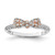 Cheryl M Sterling Silver Rhodium and Rose Gold-plated Polished CZ Bow Ring - QC-F1A5BCF4-4731