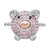 Cheryl M Sterling Silver Rhodium and Rose Gold-plated Polished Multicolor CZ Pig Ring - QC-2CFB39C3-5486