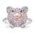 Cheryl M Sterling Silver Rhodium and Rose Gold-plated Polished Multicolor CZ Pig Ring - QC-9B7ACCEE-2101