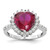 Cheryl M Sterling Silver Rhodium-plated 100 Facet Lab Created Ruby and Brilliant-cut White CZ Heart Halo Ring - QC-D5426A16-9305