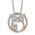 Cheryl M Sterling Silver Rhodium-plated and Rose Gold-plated Brilliant-cut CZ Owls Circle 18.25 Inch Necklace