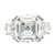 Cheryl M Sterling Silver Rhodium-plated Asscher-cut and Brilliant-cut CZ 3 Stone Ring - QC-0DB7CDA0-3558
