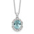 Cheryl M Sterling Silver Rhodium-plated Blue & White Brilliant-cut and Emerald-cut CZ Oval 18 Inch Necklace with 2 Inch Extender