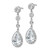 Cheryl M Sterling Silver Rhodium-plated Brilliant-cut CZ Bezel & Teardrop Halo Post Dangle Earrings - QC-30653A04-8288