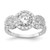Cheryl M Sterling Silver Rhodium-plated Brilliant-cut CZ Three Stone Halo Ring - QC-44AB80C8-3057