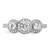 Cheryl M Sterling Silver Rhodium-plated Brilliant-cut CZ Three Stone Halo w/ Side Stones Ring - QC-23AEE3E6-9434