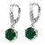 Cheryl M Sterling Silver Rhodium-plated Brilliant-cut Green Glass and Brilliant-cut White CZ Leverback Dangle Earrings
