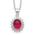 Cheryl M Sterling Silver Rhodium-plated Brilliant-cut Lab Created Ruby and Brilliant-cut White CZ Oval Halo 18.25 Inch Necklace