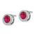Cheryl M Sterling Silver Rhodium-plated Brilliant-cut Lab Created Ruby and Brilliant-cut White CZ Round Halo Post Earrings - QC-7CBA806F-3873