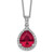 Cheryl M Sterling Silver Rhodium-plated Brilliant-cut Lab Created Ruby and Brilliant-cut White CZ Teardrop Halo 18 Inch Necklace