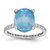 Cheryl M Sterling Silver Rhodium-plated Cabochon Lab Created Blue Opal and Brilliant-cut CZ Oval with Side Stones Ring - QC-E5068A00-7223