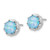 Cheryl M Sterling Silver Rhodium-plated Cabochon Lab Created Blue Opal and Brilliant-cut CZ Post Earrings - QC-3A5CCE9B-3774