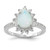 Cheryl M Sterling Silver Rhodium-plated Cabochon Lab Created Opal and Brilliant-cut CZ Teardrop Halo Ring - QC-DBF549C1-5378