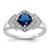 Cheryl M Sterling Silver Rhodium-plated Fancy Cushion-cut Blue Glass and Brilliant-cut White CZ Ring - QC-978A2852-2596