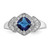 Cheryl M Sterling Silver Rhodium-plated Fancy Cushion-cut Blue Glass and Brilliant-cut White CZ Ring - QC-978A2852-2596