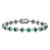 Cheryl M Sterling Silver Rhodium-plated Fancy Cushion-cut Green Glass and Brilliant-cut White CZ 7.5 Inch Bracelet