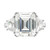 Cheryl M Sterling Silver Rhodium-plated Fancy Emerald-cut and Brilliant-cut CZ 3 Stone Ring - QC-D25053BB-2976