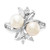 Cheryl M Sterling Silver Rhodium-plated Freshwater Cultured Pearl and Brilliant-cut CZ Leaves Ring - QC-46F0A825-6197