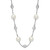 Cheryl M Sterling Silver Rhodium-plated Glass Pearl and Brilliant-cut CZ Bezel Station 18.25 Inch Necklace