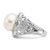 Cheryl M Sterling Silver Rhodium-plated Polished and Textured CZ and Freshwater Cultured Pearl Ring - QC-2820F030-7236