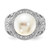 Cheryl M Sterling Silver Rhodium-plated Polished and Textured CZ and Freshwater Cultured Pearl Ring - QC-2820F030-7236