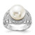 Cheryl M Sterling Silver Rhodium-plated Polished and Textured CZ and Freshwater Cultured Pearl Ring - QC-3DB88498-3571
