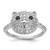 Cheryl M Sterling Silver Rhodium-plated Polished Black and White CZ Cat Ring - QC-4120B283-5777