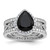 Cheryl M Sterling Silver Rhodium-plated Polished Black and White CZ Teardrop Halo 3 Ring Set - QC-42171A11-7307