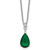 Cheryl M Sterling Silver Rhodium-plated Polished CZ and Green Glass Teardrop 18 Inch Necklace